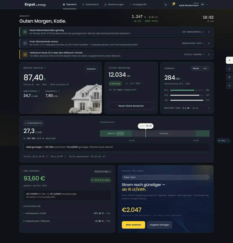 The same overview, dark mode